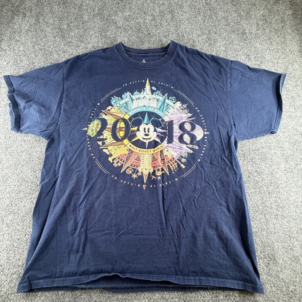 Disney Parks 2018 Walt Disney World Mickey Mouse Navy Blue Graphic T-Shirt XL
